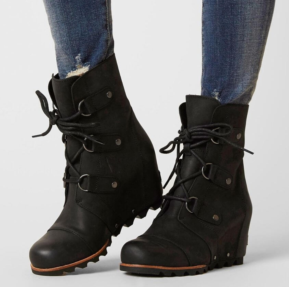Joan of Arctic™ Leather Wedge Boot 8.5 in Black